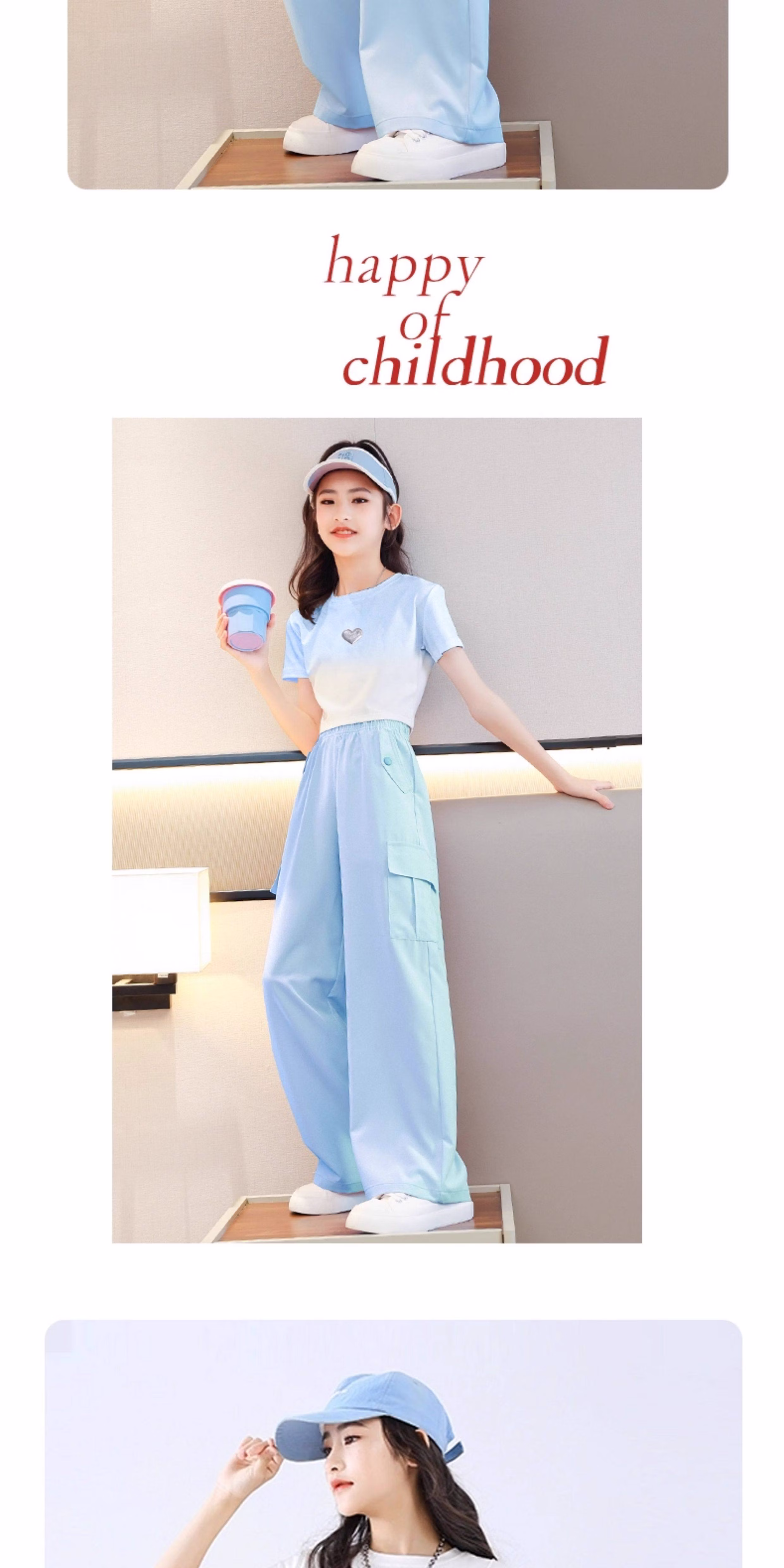 Moonkids Dopamine Girls Summer Set 2026 New Children's Ice Silk Sportswear Summer Big Kids Short Sleeve Casual 6